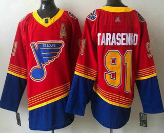 Men's St Louis Blues #91 Vladimir Tarasenko Red 2021 Reverse Retro Authentic Jersey
