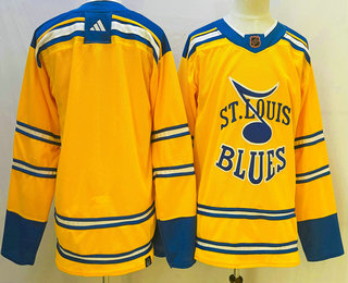 Men's St Louis Blues Blank Yellow 2022 Reverse Retro Authentic Jersey