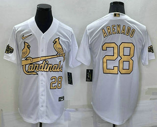 Men's St Louis Cardinals #28 Nolan Arenado Number White 2022 All Star Stitched Cool Base Nike Jersey