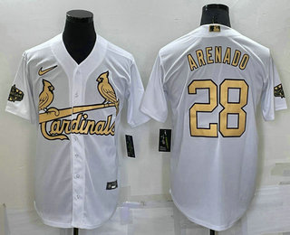 Men's St Louis Cardinals #28 Nolan Arenado White 2022 All Star Stitched Cool Base Nike Jersey