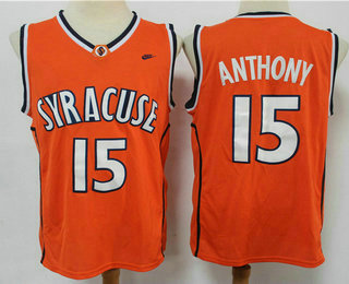 Men's Syracuse Orange #15 Camerlo Anthony Orange College Basketball Nike Jersey