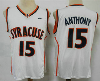 Men's Syracuse Orange #15 Camerlo Anthony White College Basketball Nike Jersey