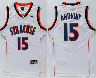 Men's Syracuse Orange #15 Camerlo Anthony White College Basketball Nike Jersey