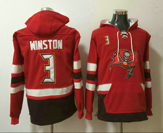 Men's Tampa Bay Buccaneers #3 Jameis Winston NEW Red Pocket Stitched NFL Pullover Hoodie