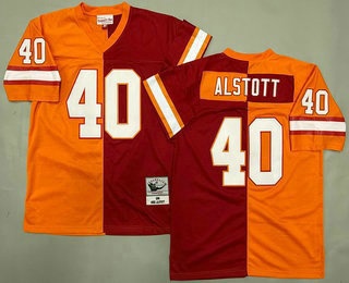 Men's Tampa Bay Buccaneers #40 Mike Alstott Red Yellow Split Throwback Jersey