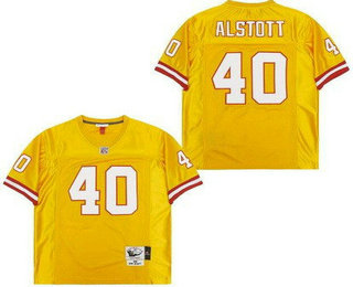 Men's Tampa Bay Buccaneers #40 Mike Alstott Yellow 1986 Throwback Jersey