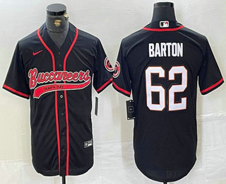 Men's Tampa Bay Buccaneers #62 Graham Barton Black Cool Base Stitched Baseball Jersey