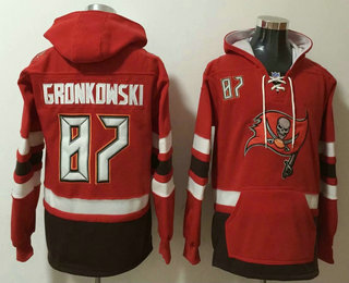 Men's Tampa Bay Buccaneers #87 Rob Gronkowski NEW Red Pocket Stitched NFL Pullover Hoodie