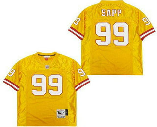 Men's Tampa Bay Buccaneers #99 Warren Sapp Yellow 1986 Throwback Jersey