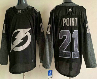 Men's Tampa Bay Lightning #21 Brayden Point Black Stitched Jersey