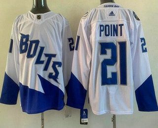 Men's Tampa Bay Lightning #21 Brayden Point White 2022 Stadium Series Stitched Jersey