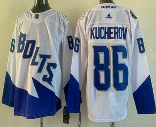 Men's Tampa Bay Lightning #86 Nikita Kucherov White 2022 Stadium Series Stitched Jersey