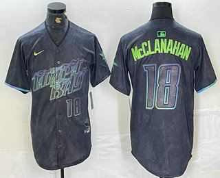 Men's Tampa Bay Rays #18 Shane McClanahan Number Charcoal 2024 City Connect Limited Stitched Jersey