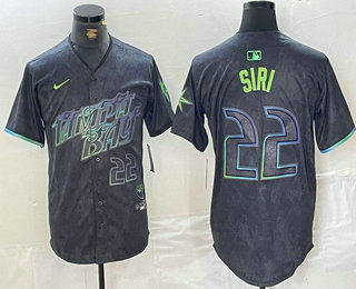 Men's Tampa Bay Rays #22 Jose Siri Number Charcoal 2024 City Connect Limited Stitched Jersey