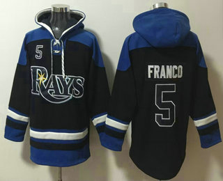 Men's Tampa Bay Rays #5 Wander Franco Navy Blue Ageless Must Have Lace Up Pullover Hoodie