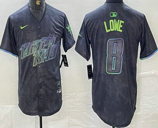Men's Tampa Bay Rays #8 Brandon Lowe Charcoal 2024 City Connect Limited Cool Base Jersey