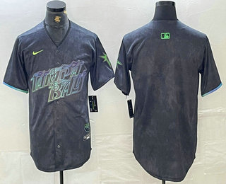 Men's Tampa Bay Rays Blank Charcoal 2024 City Connect Limited Stitched Jersey