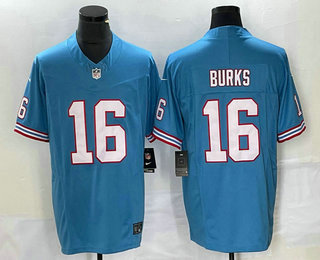 Men's Tennessee Titans #16 Treylon Burks Blue 2023 FUSE Vapor Limited Throwback Stitched Jersey