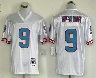 Men's Tennessee Titans #9 Steve McNair White Throwback Stitched Jersey