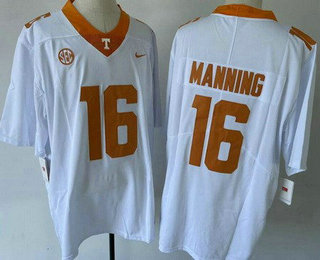 Men's Tennessee Volunteers #16 Peyton Manning White College Football Jersey