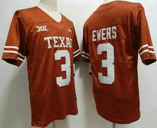 Men's Texas Longhorns #3 Quinn Ewers Orange 2023 College Football Jersey