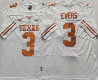 Men's Texas Longhorns #3 Quinn Ewers White 2022 Vapor Untouchable Stitched Nike Jersey