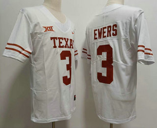 Men's Texas Longhorns #3 Quinn Ewers White 2022 Vapor Untouchable Stitched Nike Jersey