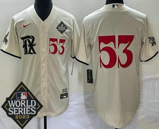 Men's Texas Rangers #53 Adolis Garcia Cream City Player Number 2023 World Series Cool Base Jersey