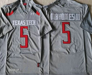 Men's Texas Tech Red Raiders #5 Patrick Mahomes II Gray College Football Jersey