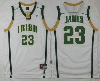Men's The Fighting Irish #23 Lebron James White Soul Swingman High School Basketball Jersey