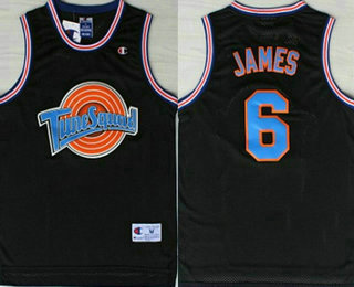 Men's The Movie Space Jam #6 LeBron James Black Soul Swingman Jersey