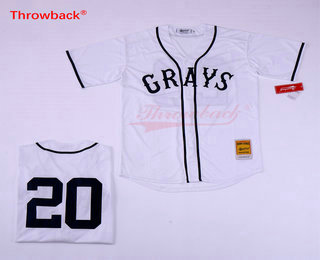 Men's The Movie USA Negro Leagues NLBM Homestead Grays #20 Josh Gibson Cream Stitched Baseball Jersey