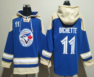 Men's Toronto Blue Jays #11 Bo Bichette Blue Ageless Must Have Lace Up Pullover Hoodie