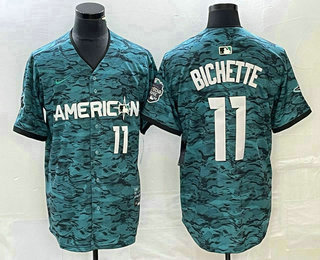 Men's Toronto Blue Jays #11 Bo Bichette Number Teal 2023 All Star Cool Base Stitched Jersey 01