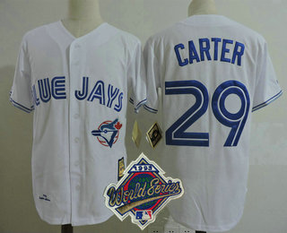 Men's Toronto Blue Jays #29 Joe Carter White 1993 Throwback Cooperstown Collection Stitched MLB Mitchell & Ness Jersey