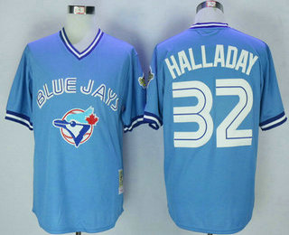 Men's Toronto Blue Jays #32 Roy Halladay 1993 Light Blue Mitchell & Ness Throwback Jersey