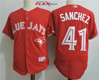 Men's Toronto Blue Jays #41 Aaron Sanchez Red Stitched MLB 2017 Majestic Flex Base Jersey