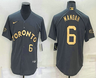 Men's Toronto Blue Jays #6 Alek Manoah Number Grey 2022 All Star Stitched Cool Base Nike Jersey