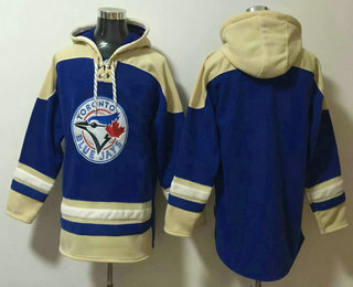 Men's Toronto Blue Jays Blank Blue Ageless Must Have Lace Up Pullover Hoodie