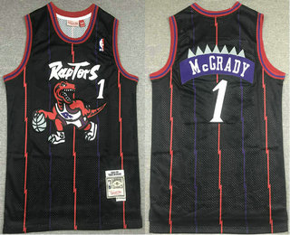 Men's Toronto Raptors #1 Tracy McGrady Black 1998-99 Hardwood Classics Reload Swingman Throwback Jersey
