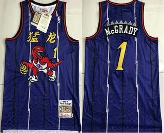 Men's Toronto Raptors #1 Tracy McGrady Purple 1998-99 Chinese New Year Celebration AU Jersey