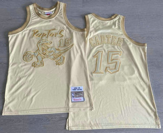 Men's Toronto Raptors #15 Vince Carter 1998-99 Gold Hardwood Classics AU Throwback Jersey