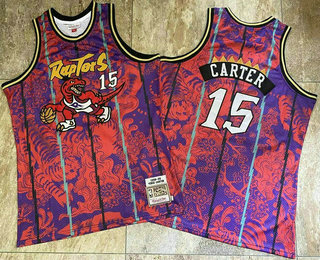 Men's Toronto Raptors #15 Vince Carter 1998-99 Red Hardwood Classics Soul AU Throwback Jersey 03