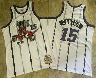 Men's Toronto Raptors #15 Vince Carter 1998-99 White Hardwood Classics Soul AU Throwback Jersey 05