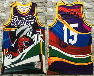 Men's Toronto Raptors #15 Vince Carter Black Big Face Mitchell Ness Hardwood Classics Soul Swingman Throwback Jersey 01