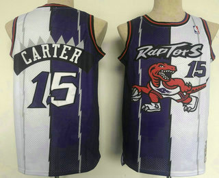 Men's Toronto Raptors #15 Vince Carter Purple White Two Tone Stitched NBA Hardwood Classic Swingman Jersey