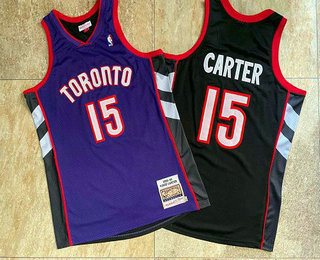 Men's Toronto Raptors #15 Vince Carter Purple with Black 1999-00 Hardwood Classics Soul AU Throwback Jersey