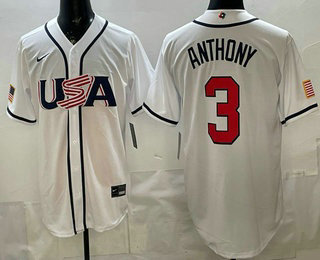 Men's USA #3 Roman Anthony White 2026 World Baseball Classic Cool Base Jersey