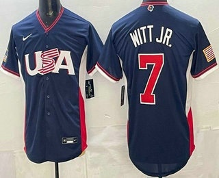 Men's USA #7 Bobby Witt Jr Navy 2026 World Baseball Classic Cool Base Jersey