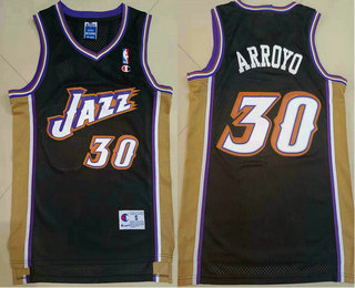 Men's Utah Jazz #30 Carlos Arroyo Black Hardwood Classics Soul Swingman Throwback Jersey